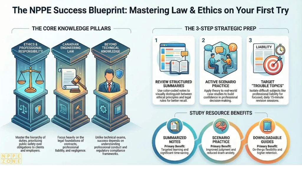 Master the NPPE exam with the best NPPE law and ethics study notes in Canada. Discover essential study guides, downloadable summaries, scenario-based practice, and expert tips to confidently prepare and succeed on your first attempt.