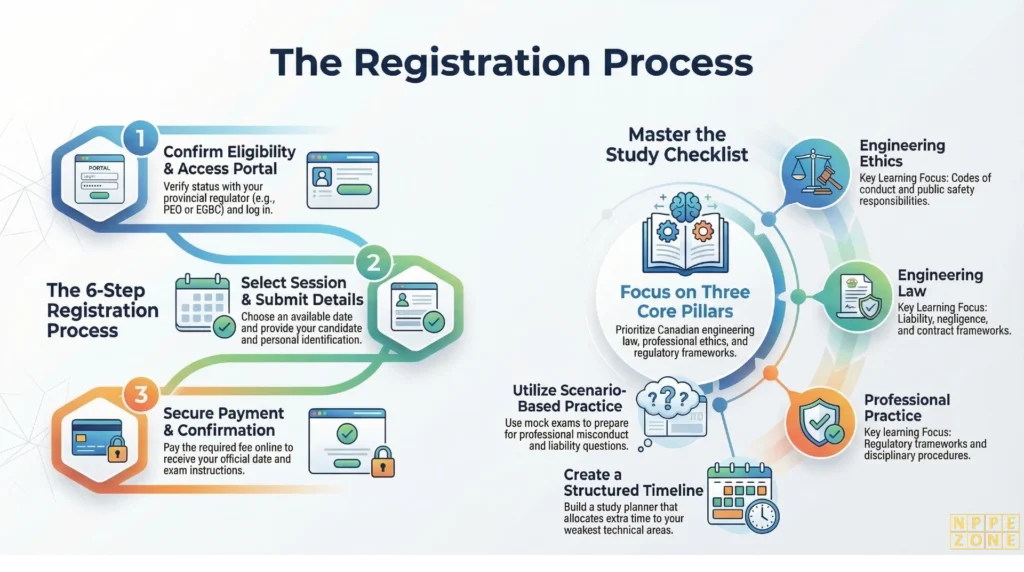 Learn how to register for the NPPE exam online Canada with a clear step-by-step guide, including eligibility, provincial portals, exam booking, and what to expect during the NPPE exam registration process in Canada.