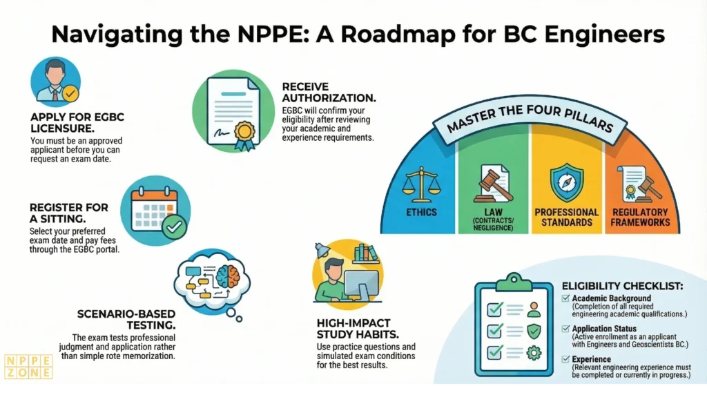 Learn how to take the NPPE exam British Columbia EGBC, including registration, eligibility, exam rules, schedules, and study tips to help engineers prepare with confidence and pass successfully.