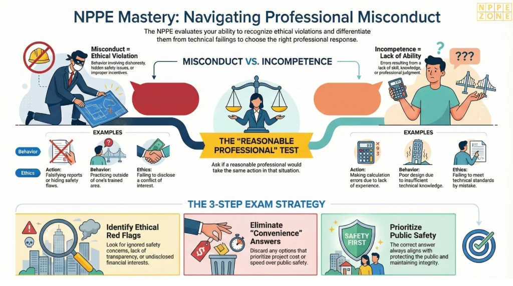 Learn NPPE professional misconduct examples with real scenarios, case studies, and clear explanations. Discover how to identify misconduct, avoid common mistakes, and confidently answer exam questions.