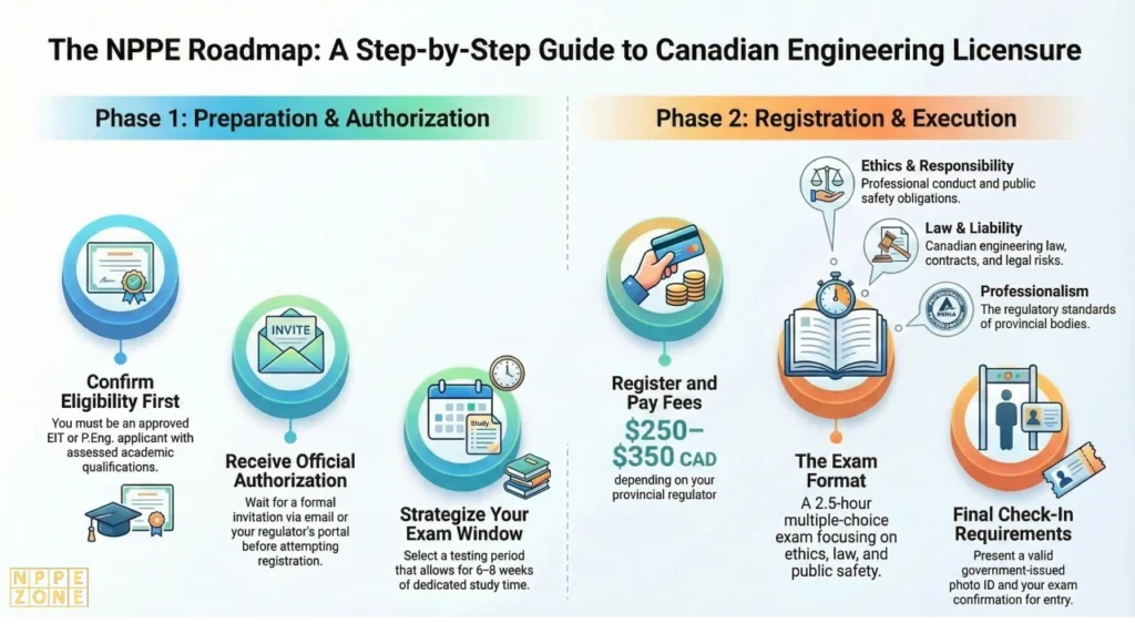 NPPE Exam Application Process: Step-by-Step Guide for Canadian engineers. Learn how to apply, meet eligibility requirements, register, and avoid delays.